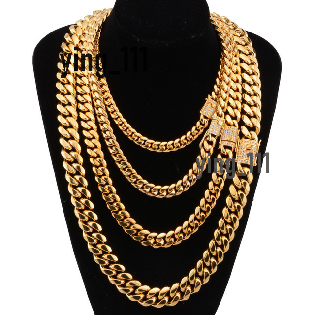 Toutes taille 316l en acier inoxydable chaîne de liaison cubaine 18k Gold Long Chain Hot Vente pas cher American Mexico Style Gold