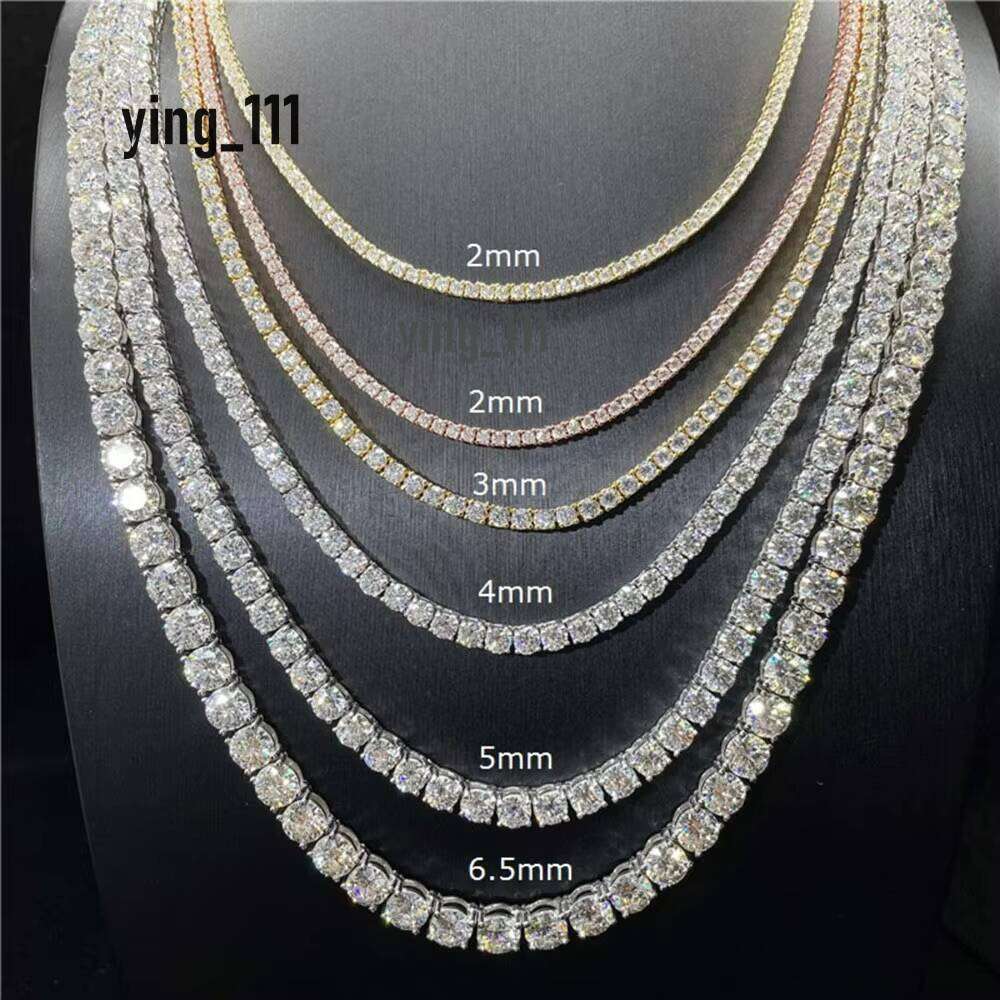 Hiphop Jewelry Ice Out Sterling Sier 2 mm 3 mm 4 mm 5 mm 6,5 mm Chaîne de tennis en pierre de silicium