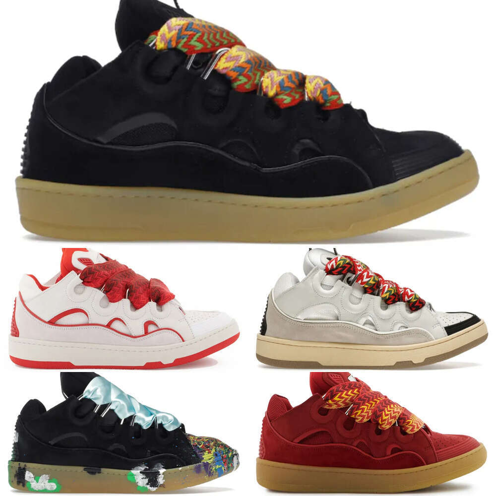 Shoes Box With Fashion Designer Leather Curb Sneakers Casual Dress Mens Womens Denim Blue Pink White Ivory Calfskin Leopard Platform Rubber Sole Tra