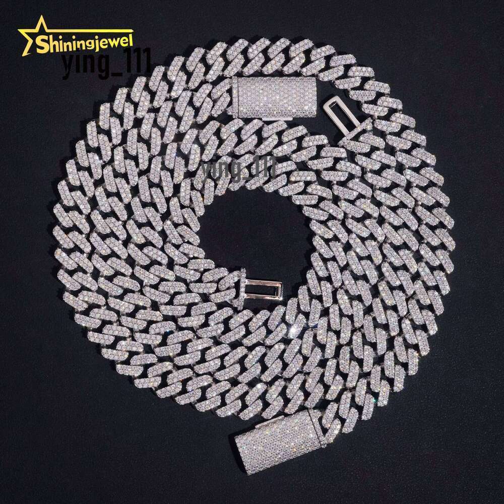 Hip Hop Jewelry Rapper High-Quality GRA Certificate Sier Iced Out 12.5Mm Silicon Stone Cuban Chain