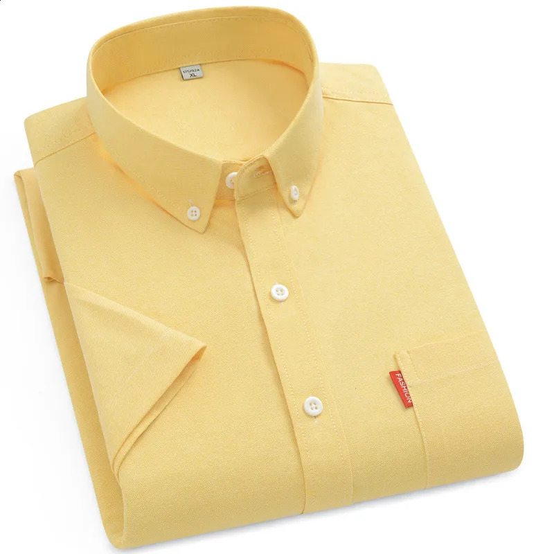 Mente à manches courtes 100% coton Fashion Summer Oxford tissu de style entreprise décontractée confort social homme masculin plus 5xl 250823