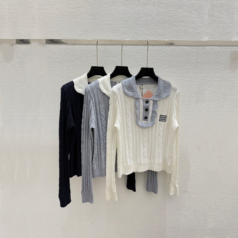 Sweaters women's Designer sweaters for woman luxurious knitted sweater top fall style simple faux two-piece patchwork striped shirt collar long