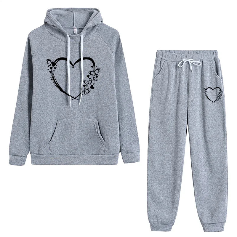 Femmes Survêtement Pulls À Capuche Et Pantalon Noir Automne Hiver Costume Femme Couleur Unie Casual Pantalon Pleine Longueur Tenues 250815
