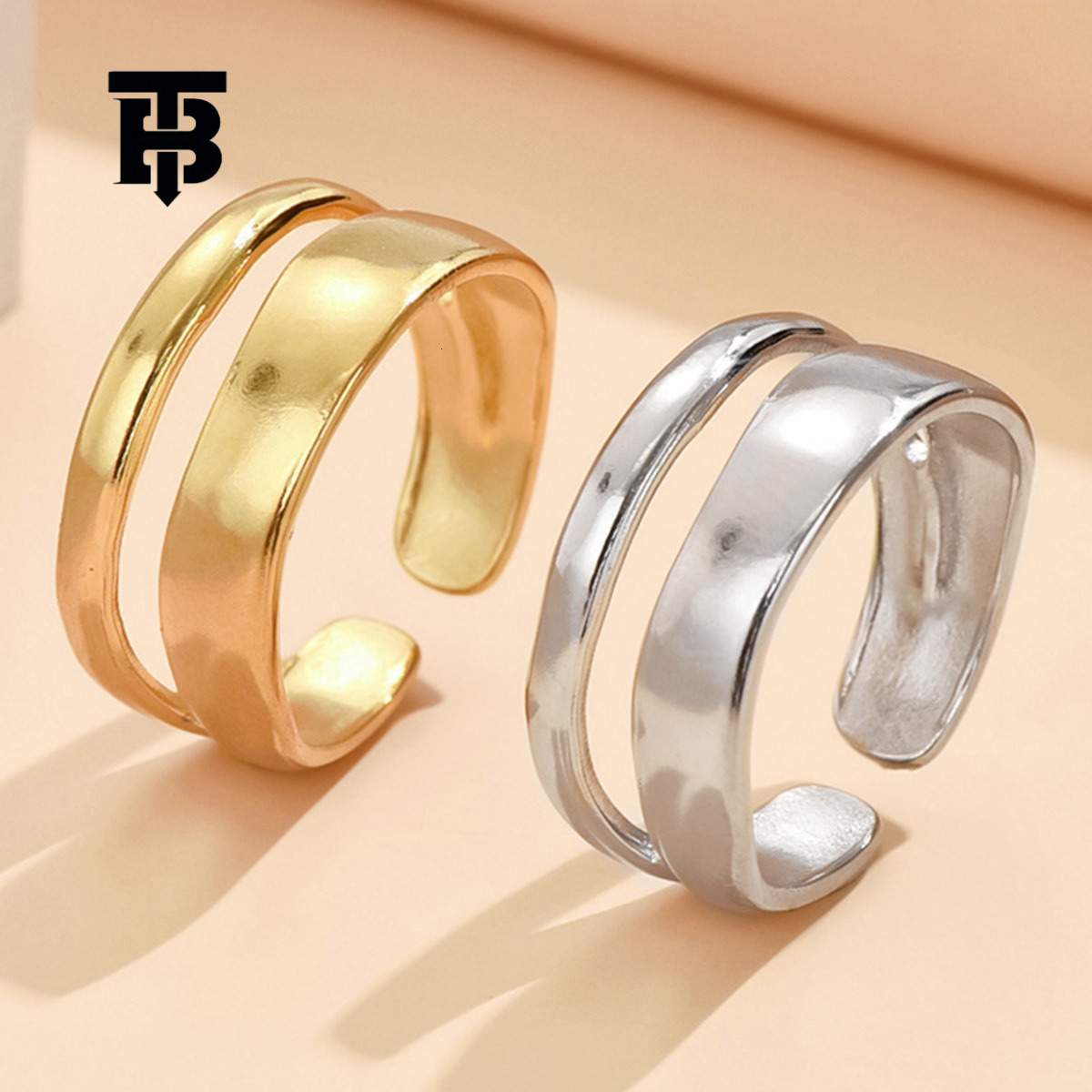 TB BHULAMTE Minimalist Double-layer Stainless Steel Ring Designer 18K Gold-plated Titanium Steel Women's Accessories Free Shipping Luxurious Fa