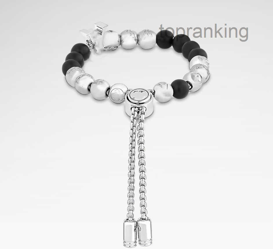 With Box Designer Men Charm Bracelets Silver Black Beads Old Flower Letter Luxury Bracelet Bangles For Women Unisex Jewelry no fade