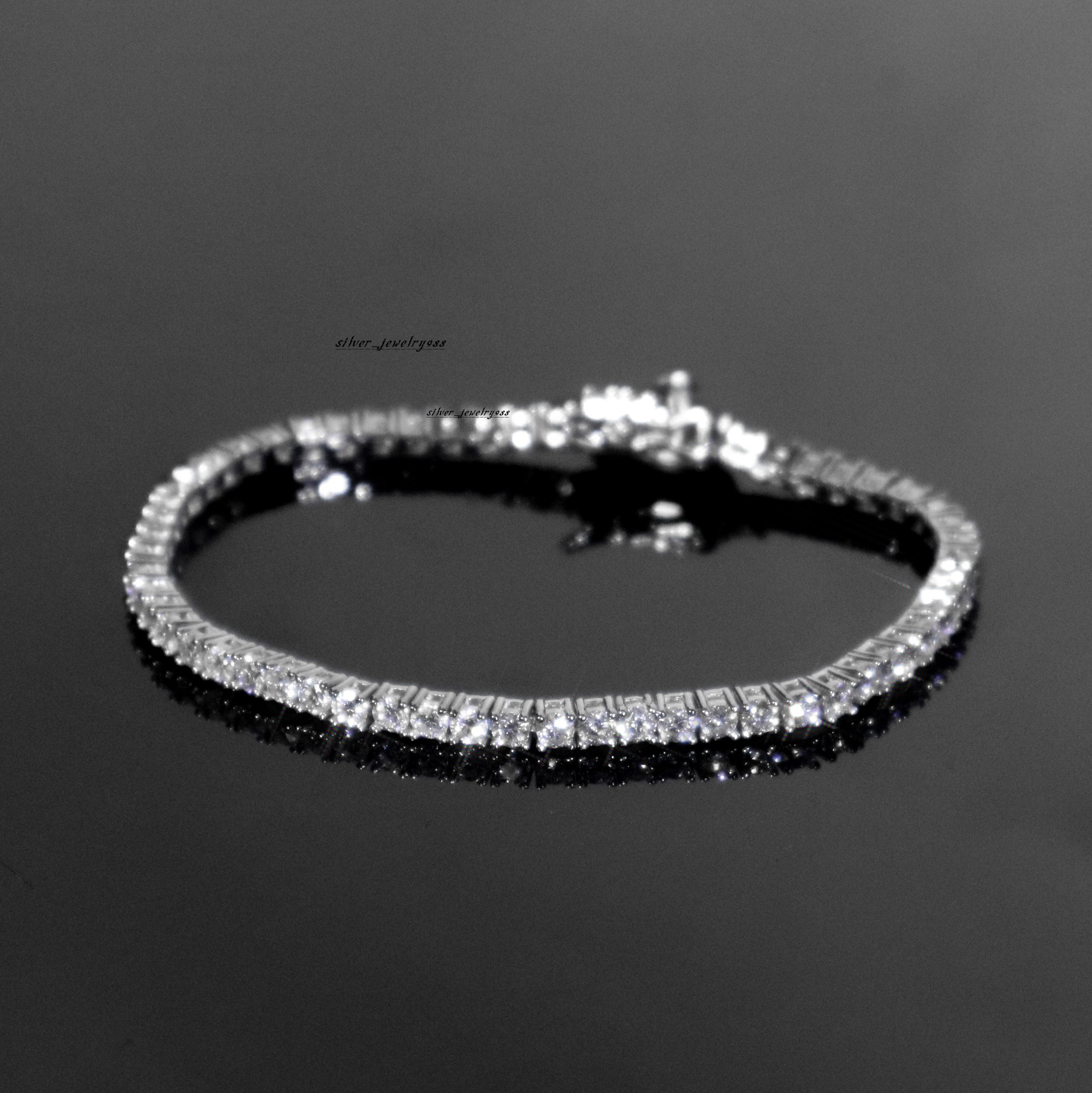Wholesale 4mm Tennis Bracelet Sparkle White Gold Plated 925 Silver VVS Moissanite Tennis Chain