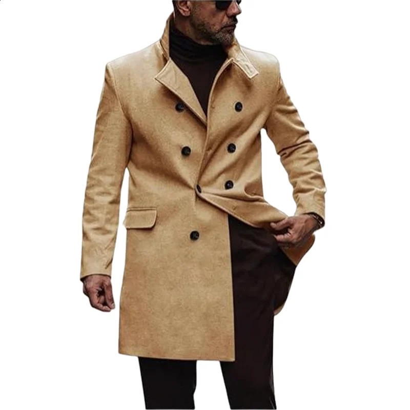 Mans Coat Winter Wool Blend Jackets Man Lined Coats Double Breasted Daily Warm Long Male Jacket European Size M-XXL 250823