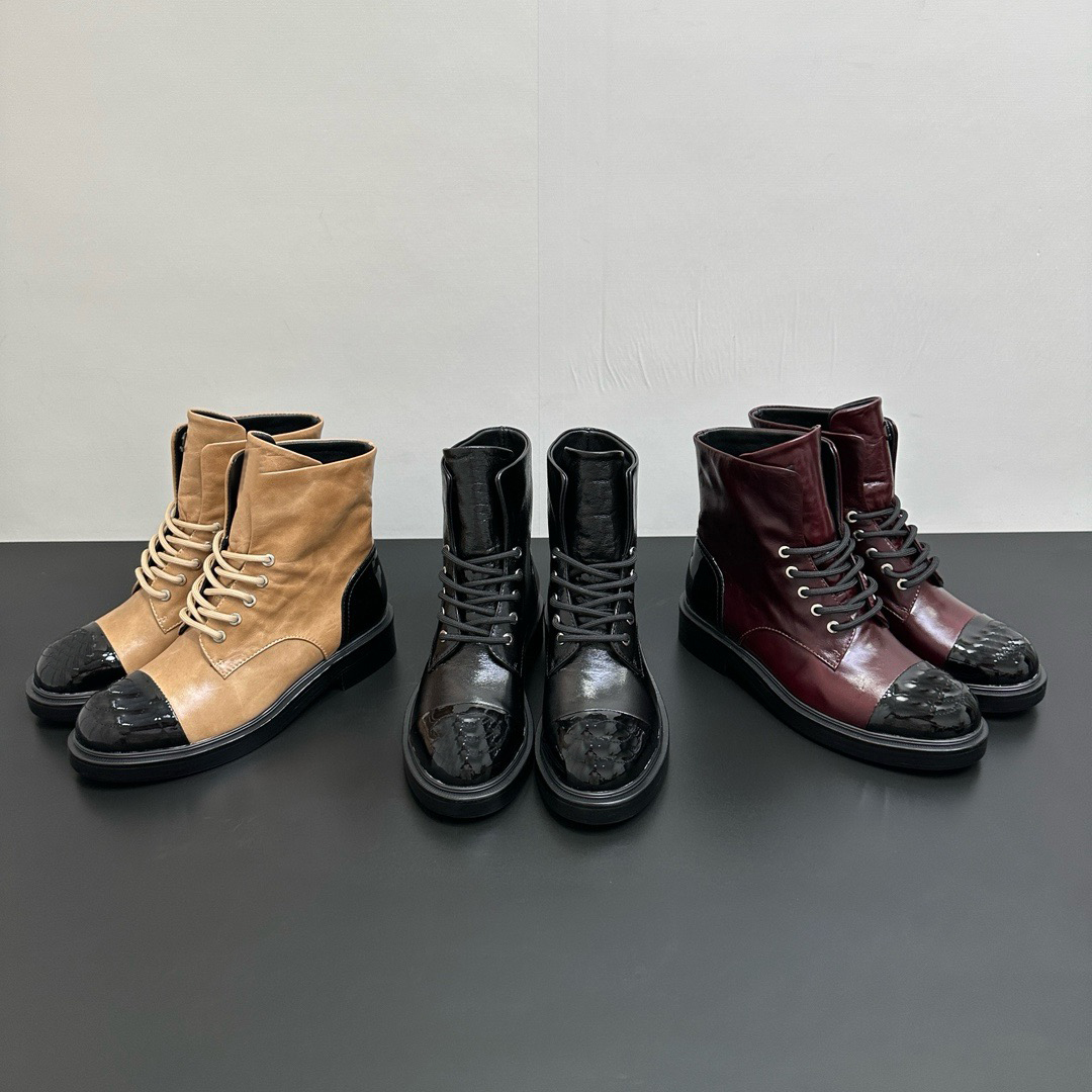 designer boot for women Winter sheos Round Toe Lace-up Short Womens Platform Knight Boots Womens Shoes