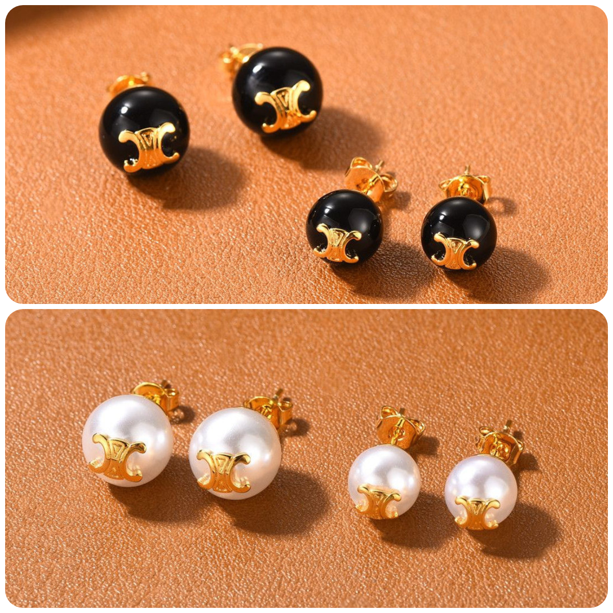 luxury earrings jewelry woman brand pearl ball earrings Vintage simple black and white onyx wind geometry tendency design nice stud earring designer