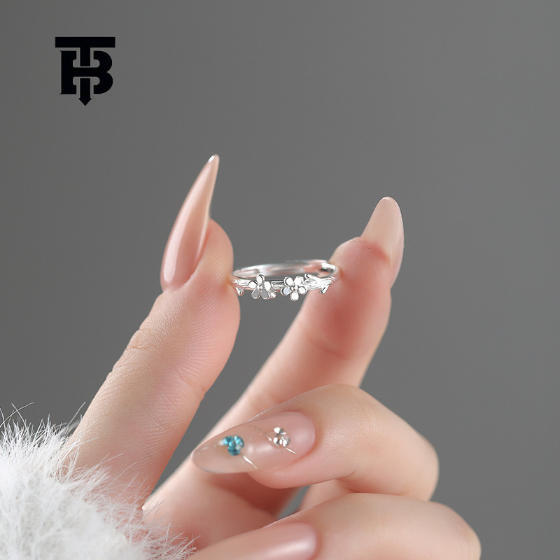 TB BHULAMTE S999 Pure Silver Flower Ring Forest Style Sweet Designer Women's Accessories Fresh Temperament Adjustable Luxury Jewelry Free Shipp