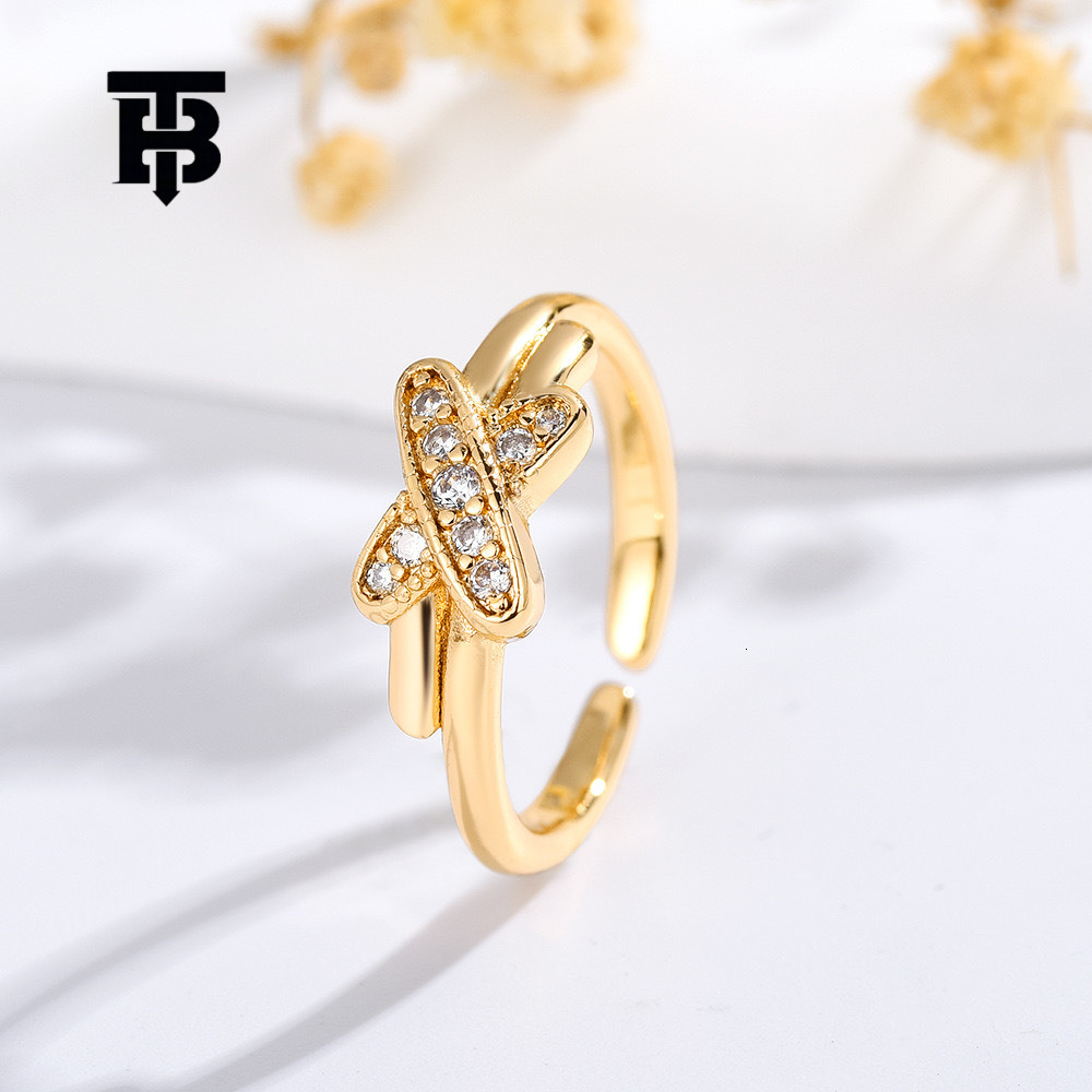 TB BHULAMTE New Product Designer Luxury Jewelry Personalized Three Dimensional Cross Elegant Women's Ring Non Fading Fashion Accessories Free S