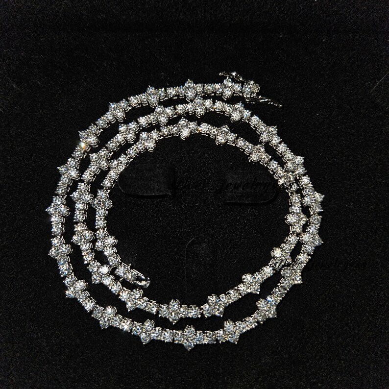 Wholesale 4mm Cluster Tennis Chain 925 Silver 18K Gold Plated Iced Out Diamonds Mossanite Tennis Chain