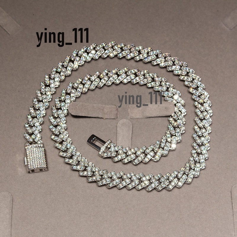 Hip Hop Personal Custom Hip Hop Jewelry 925 Sterling Silver 10mm Iced Out VVS Cuban Link Moissanite Chain Necklace for Men