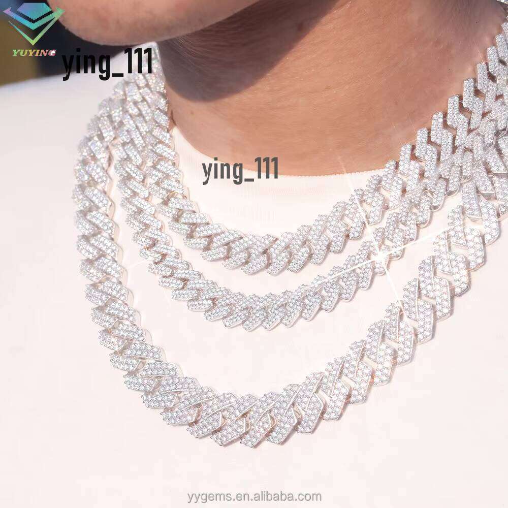 High Quality 8Mm To 20Mm 2 Rows White Gold S Sier Moissanite Cuban Link Chain Necklace Bracelet Hip Hop Jewelry