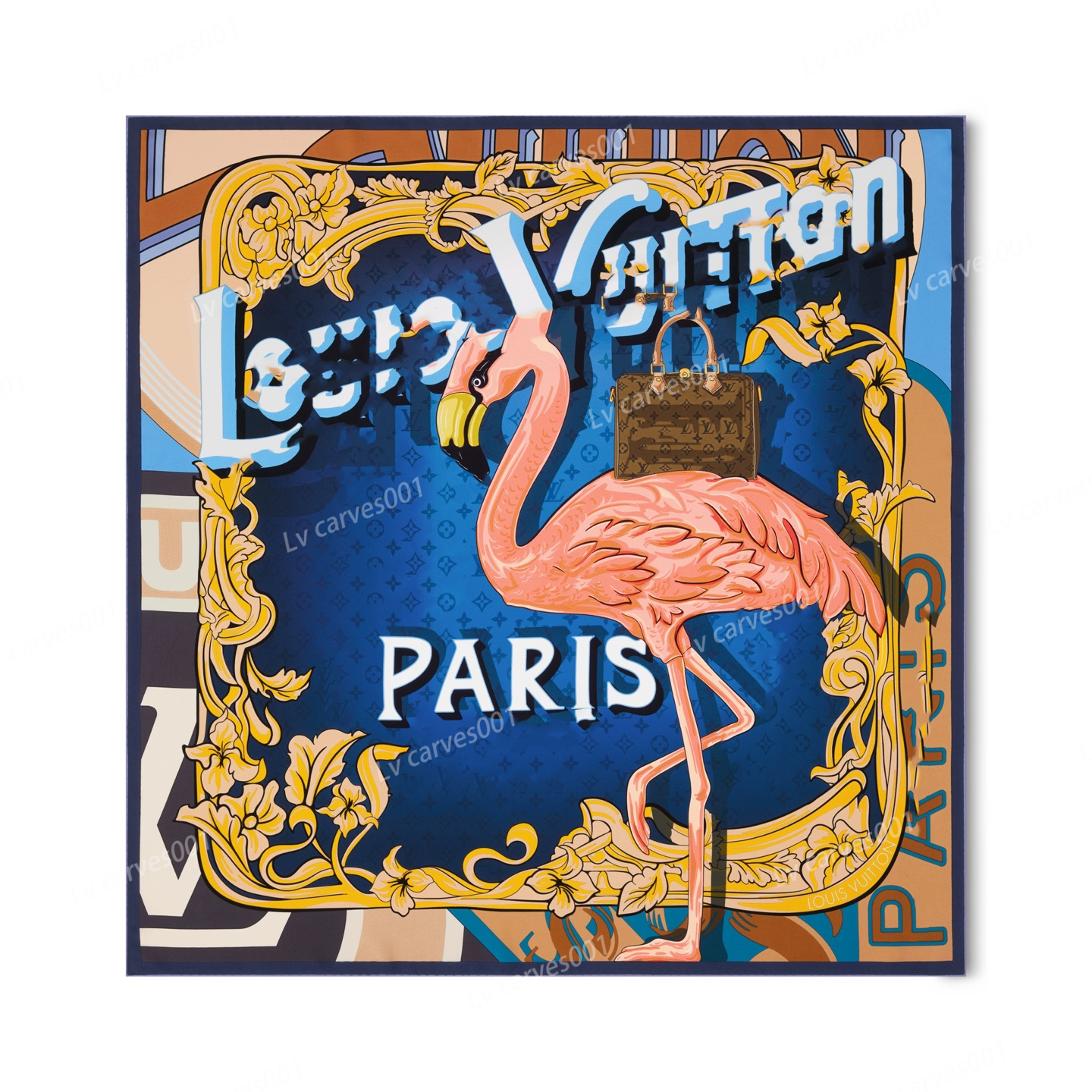 25ss designer silk Cashmere Scarf Autumn and Winter New style 140cm Large silk cashmere shawl Flamingo pattern hand-rolled scarf Beach Scarf Headban