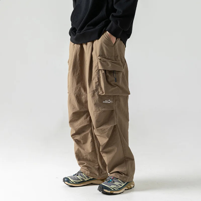 Mens Spring and Autumn Waterproof Hip Hop Mountaineering Pants Casual Harajuku Work Black Cargo Outwear 250815