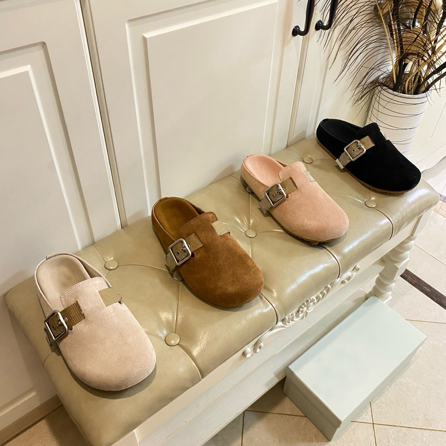 Designer Slippers Sandals Slides Clogs Black Grey Brown White Suede Leather Buckle Sandal Slipper Beige flip flop Flat Sneakers size 35-45