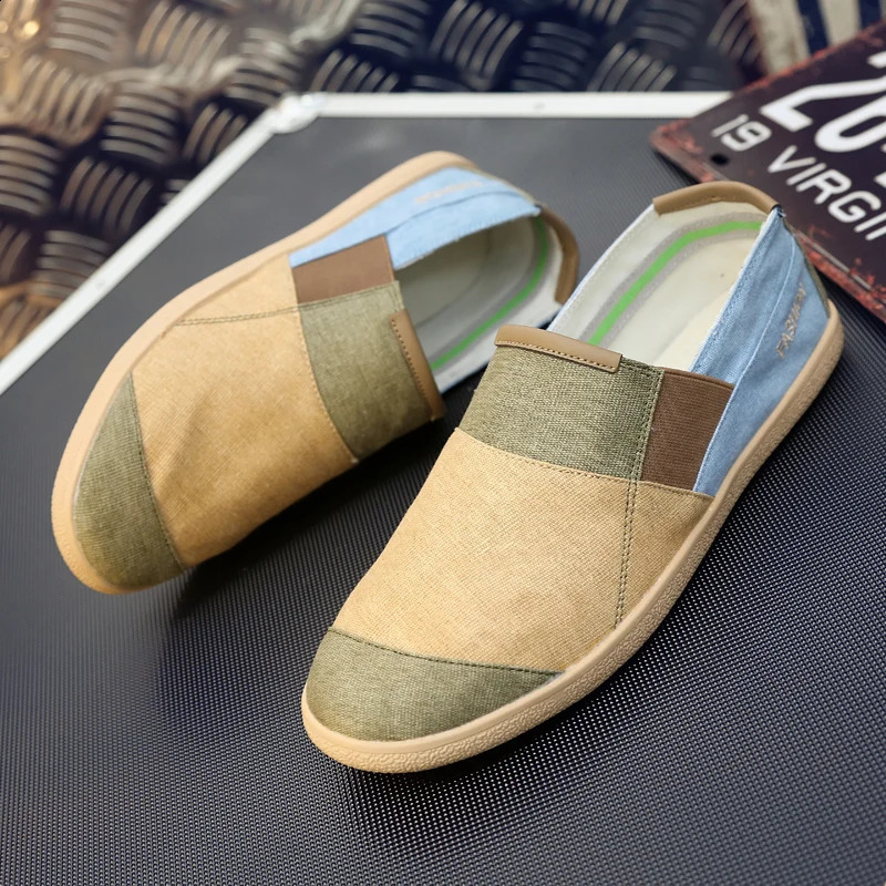 Fishermans Shoes Fashion Flat Canvas Sneakers Slip On Mens Espadrilles Walking Casual Shoes For Men Loafers Summer 250821
