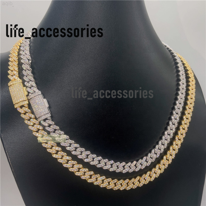8mm One Row High Quality Luxury Jewelry Iced Out Vvs1 Moissanite Cuban Link Chain Chocker