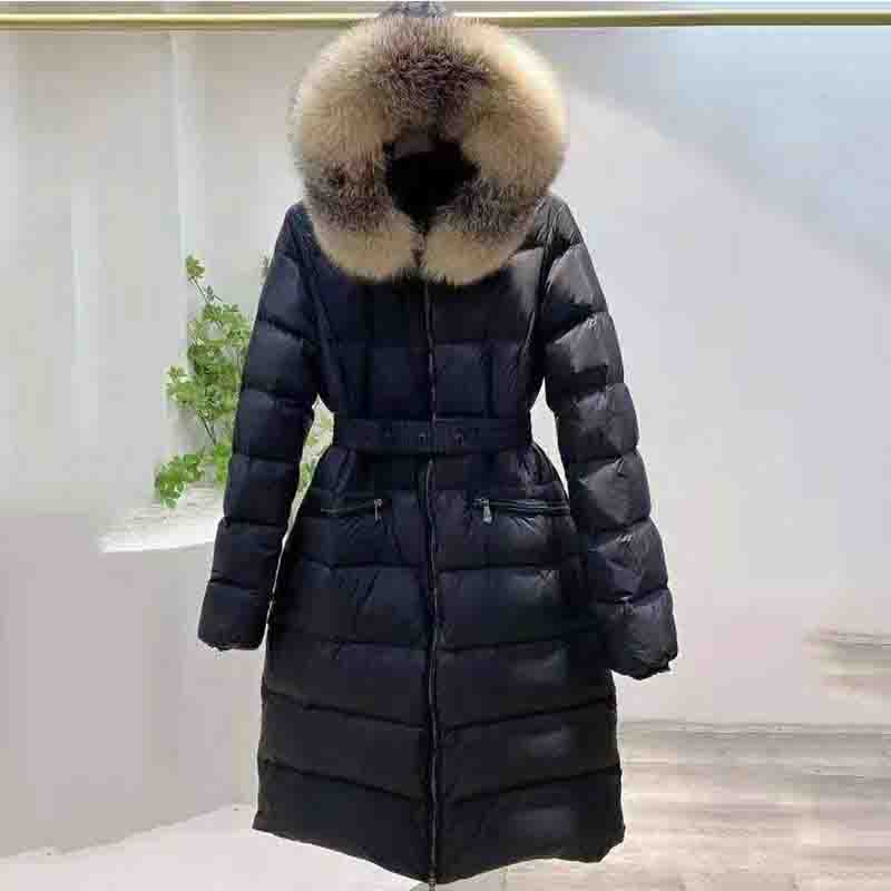 25ss designer womens long down puffer jackets with fur collar women embroidered letter badge winter jacket outerwear coats womens clothing-image-941975734