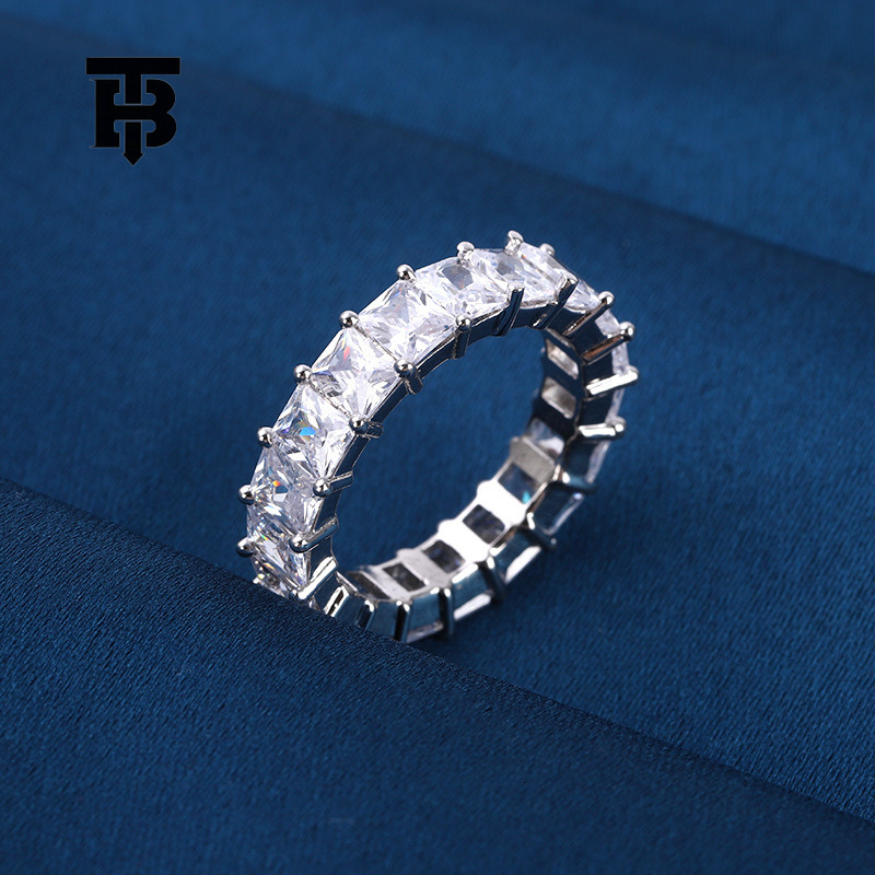 TB BHULAMTE Hip Hop Style Rectangular Stone 3 * 5 Round Full Diamond Ring New Designer Luxury Jewelry Style Noble Women's Accessories Free Ship