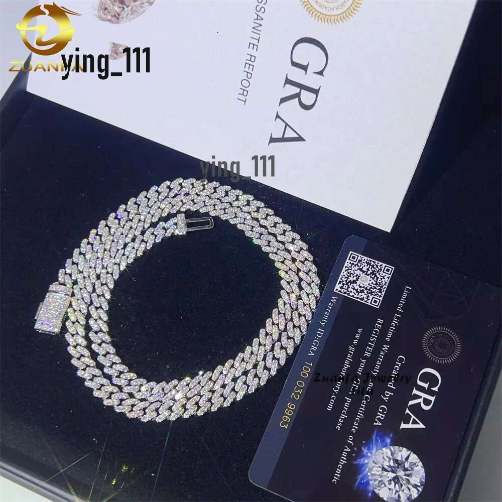 Wholesale Price White Gold One Row Stone Thin 6Mm Sier VVS Moissanite Dia Cuban K Chain