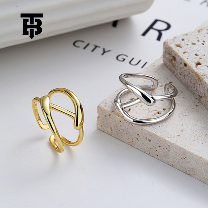 TB BHULAMTE S925 Pure Silver Korean INS Line Geometry Women's Ring Designer Minimalist Fashion Luxury Jewelry Free Shipping