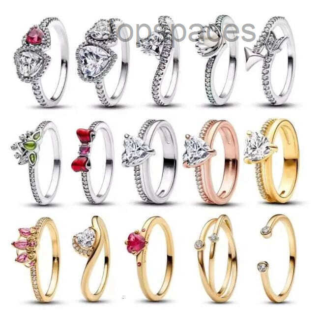 Designer Jewelrys Designer Band Ring Elegant Zircon Crystal Bow Love Heart Sterling Sier Rings For Women Bridal Valentines Birthday Gift Dia Jewelry