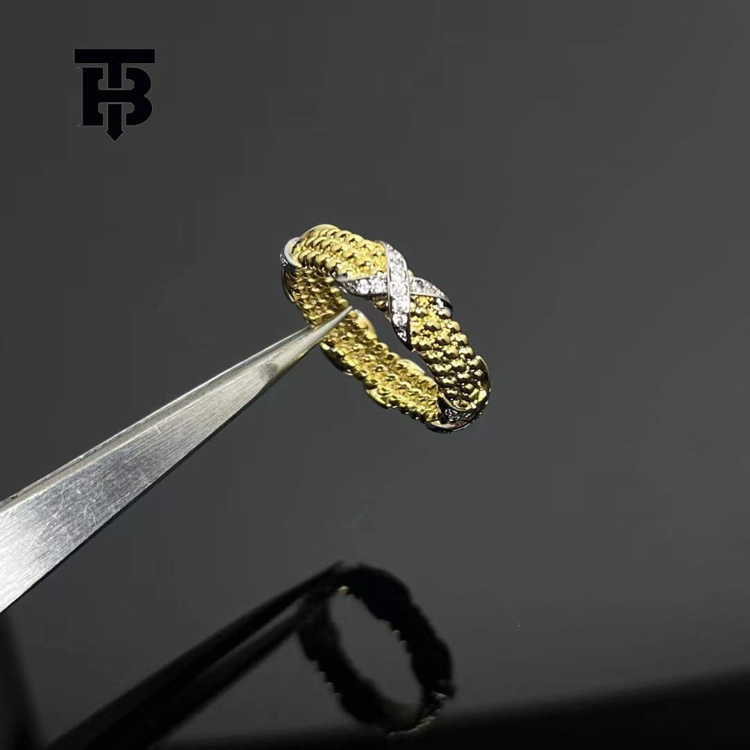 TB BHULAMTE Designer European And American Fashion Heavy Industry Cross Color Ring Women's Niche High-end Accessories Luxury Temperament Jewelr