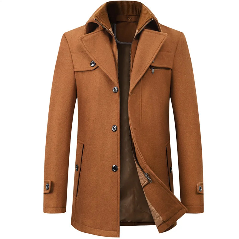 Mens Autumn Winter Fashion High-End Atmosphere Long Thickened Wool Overcoat Middle-Aged Mens Stylish Woolen Coat 250823