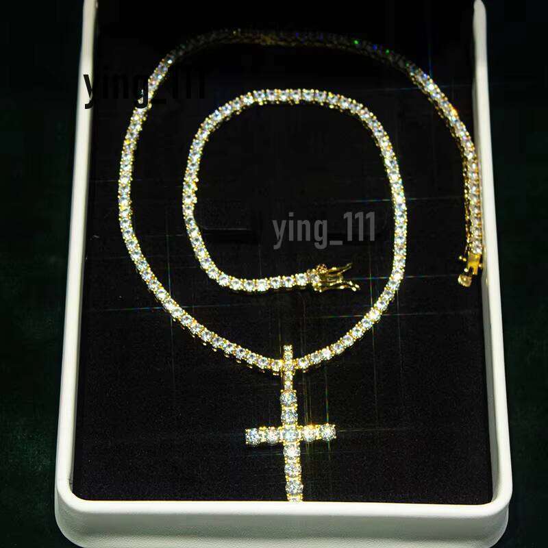 Pass Tester Hip-Hop Jewelry Charm Iced Out 4Mm Sier VVS Silicon Stone Tennis Chain Necklace