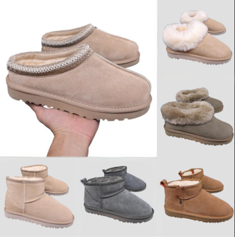 winter Tazz Slippers tasman fur slides classic ultra mini platform boot Suede Shearling Disquette Slipper men women shoes Ankle mules designer booti