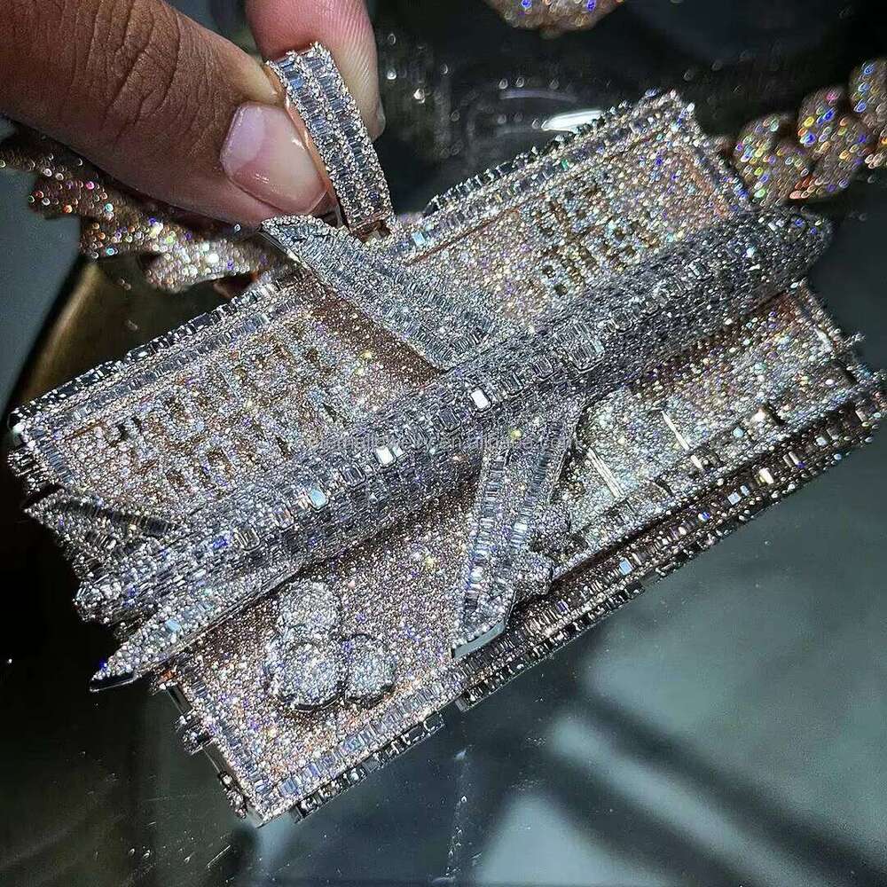 Factory Custom Hiphop Flawless VVS Moissanite Dia Plane Pendant S Sier 10K 14K Solid Gold Iced Out Charms Pendants