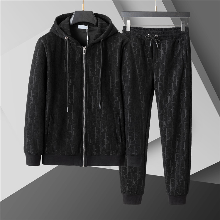 Designer Sportswear Fashionable Jacquard Letter Cardigan Mens Jogging Hoodie Casual Autumn Winter Embroidery Zipper Jacket Pant Slim Clothing Hooded