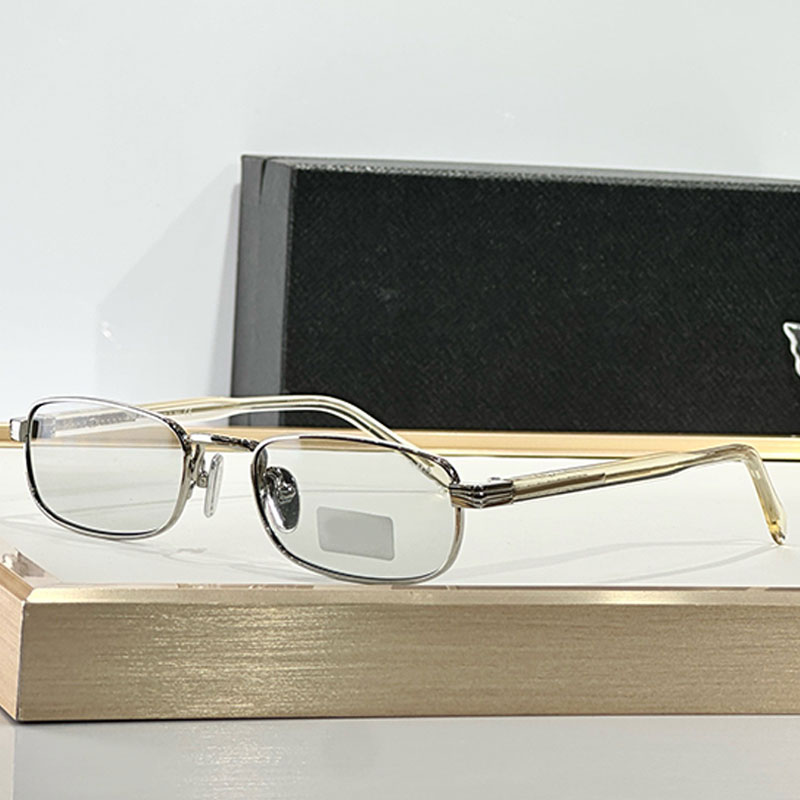 Sunglasses with the iconic metal plaque PRB54 for mens womans Modern designers small rectangular glasses Silver metal frame Stone Gray lenses 100% U