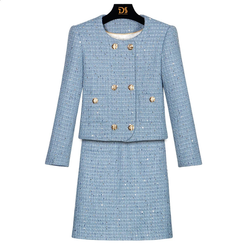 fashionable and elegant light y celebrity heavy industry sequin temperament small fragrance jacket slim skirt suit 250823