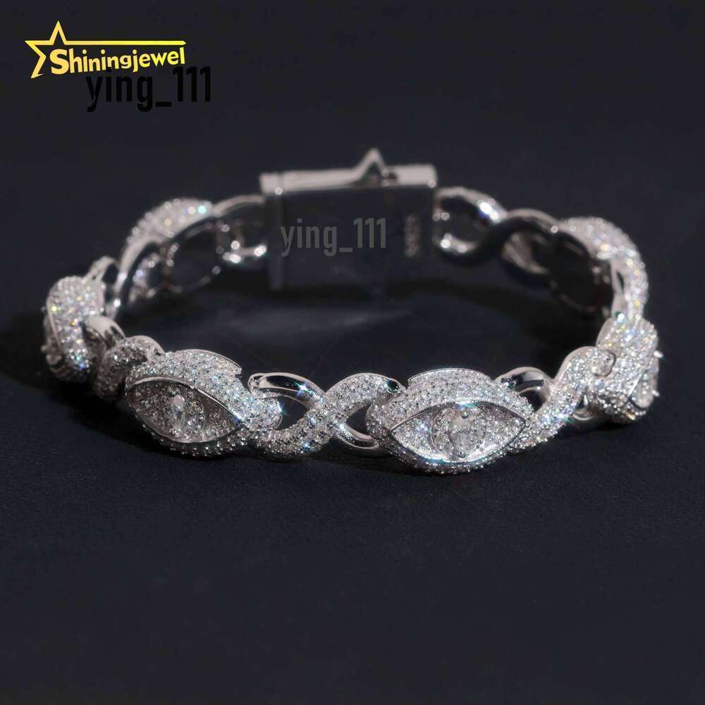 Glow Stone Cuff Bracelet Unisex Fashion Cut Cuban Chain Iced Sier Hip Hop Jewelry