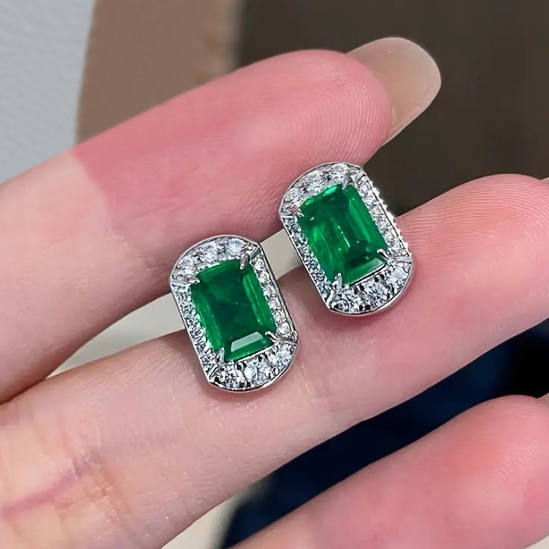 2025 Choucong Ins Top Sell Stud Earrings Luxury Jewelry 925 Sterling Silver Emerald Cut 5A Cubic Zircon CZ Diamond Gemstones Party Women Wedding Ear