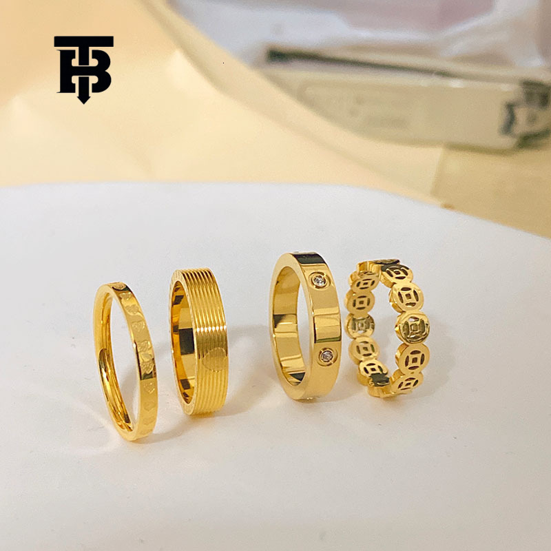 TB BHULAMTE Retro Personalized Non Fading Titanium Steel Series Gold Ring Designer High End Luxury Women's Handmade Fashion Jewelry Free Delive