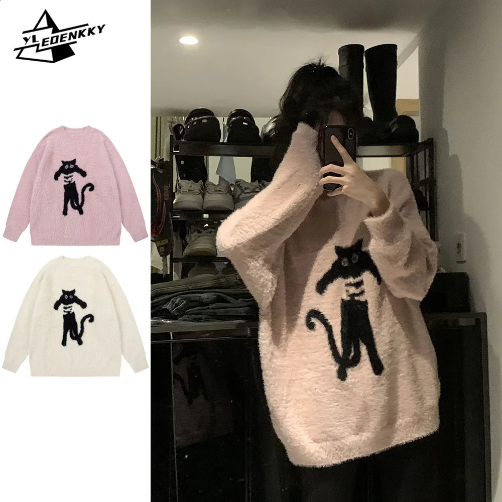 Slouchy Ocifice Sweater Men Women Preppy Crewneck Long-sleeved Pullover Vintage Jacquard Casual Knit Tops Winter Couple Sweater 250815