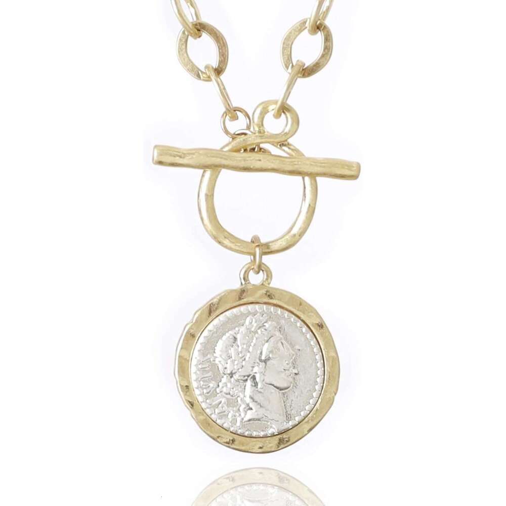Antique Gold Plated Roman Coin 18 Inch Chain Pendant Necklace Birthday Anniversary Jewelry Gift for Women