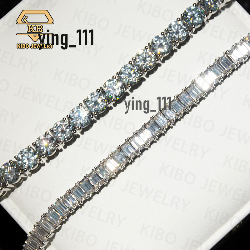 5MM Baguette Moissanite Tennis Bracelet Iced Out D Color VVS Moissanite Diamond Bracelets Hip Hop Fashion Jewelry