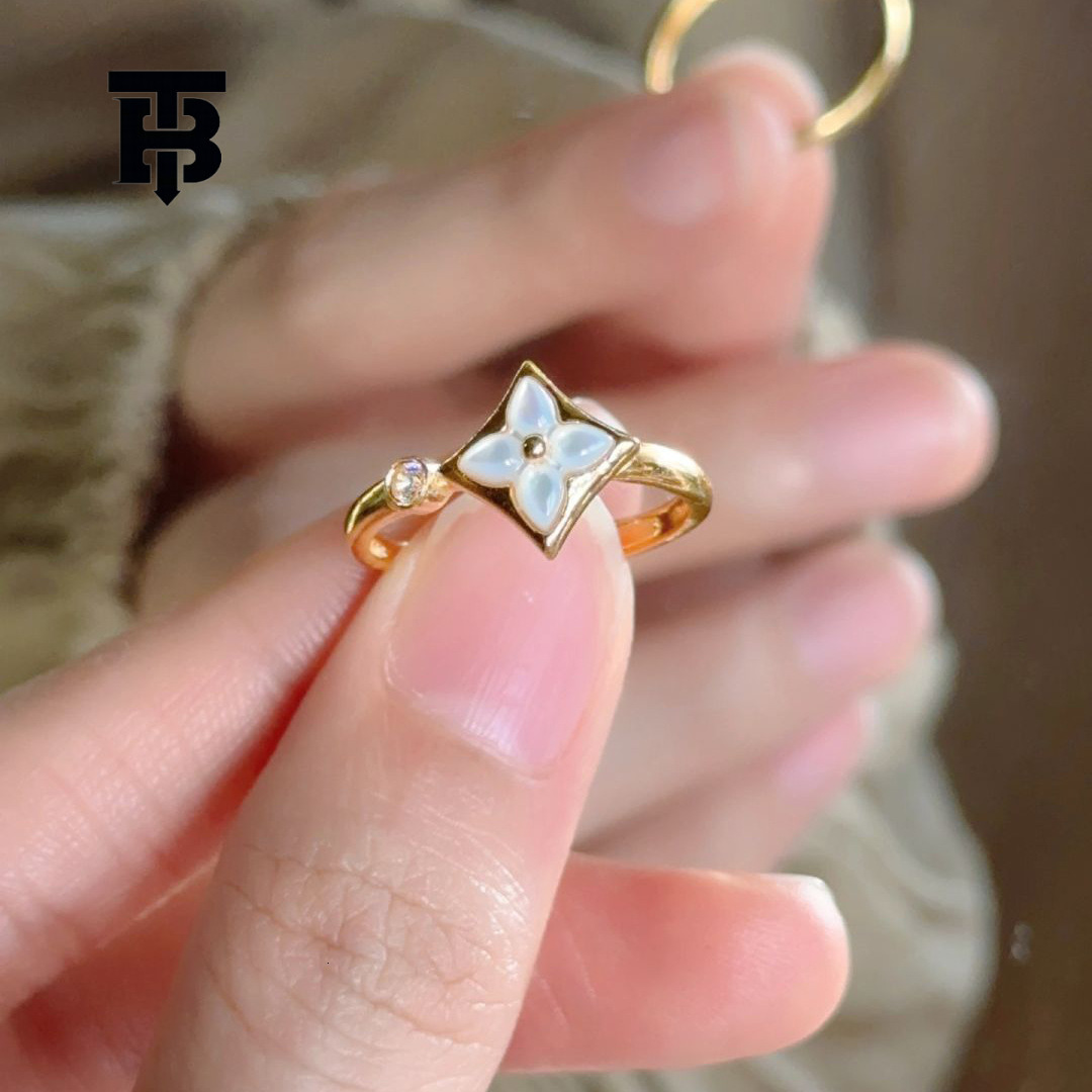 TB BHULAMTE Retro Gold Square Star Shaped Women's Ring Niche Designer Fashion Light Luxury Jewelry Inlaid With Zircon High-end Accessories Free