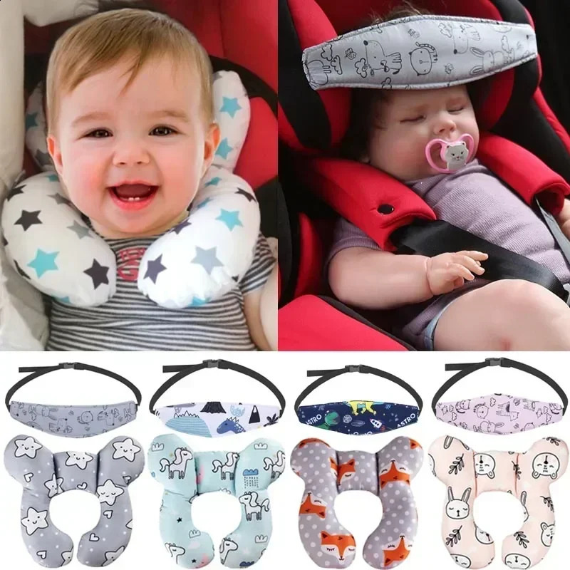 Baby Pillow Head Support Belt Set Protective Travel Car Seat Head Neck Support Pillows born Children U Shape Headrest Cushion250823
