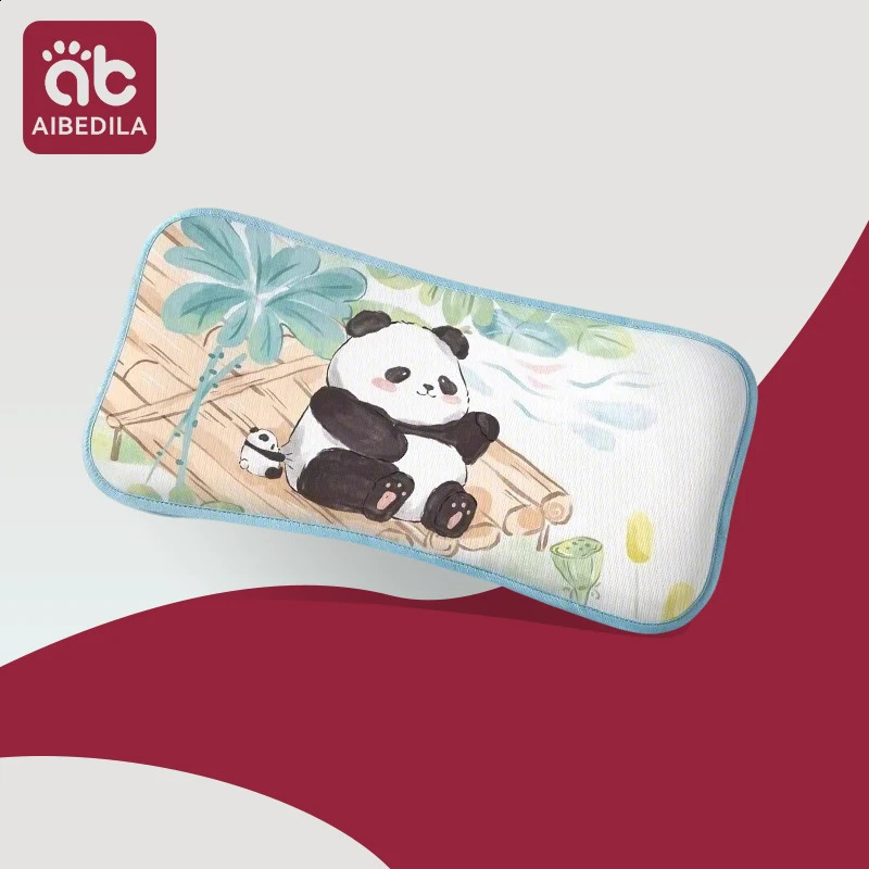 Children Sleeping Pillow For 0-6Y Kids Cartoon Panda Pillows Summer Breathable Cool Ice Silk Pillows Baby Bedding250823