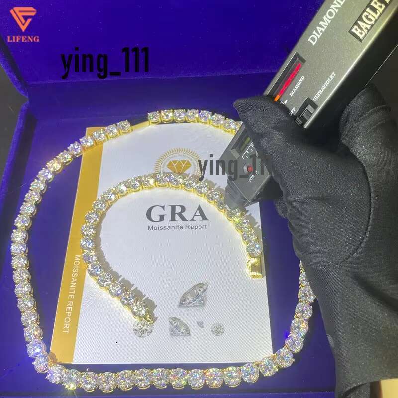 Fashion Design Fine Jewelry Necklace White Gold Plated High Quality 8Mm Round Shape VVS Moissanite Tennis Chain For Women