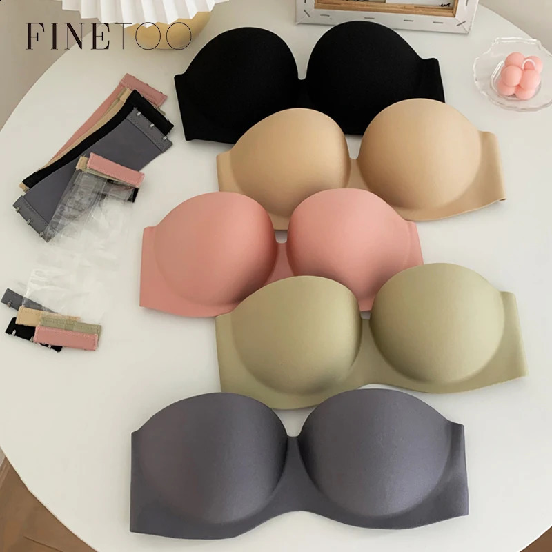 FINETOO Sexy Strapless Bras Women Wireless Bralette Soft Female Underwear Ladies Seamless Invisible Bra With 2pcs Straps 250823