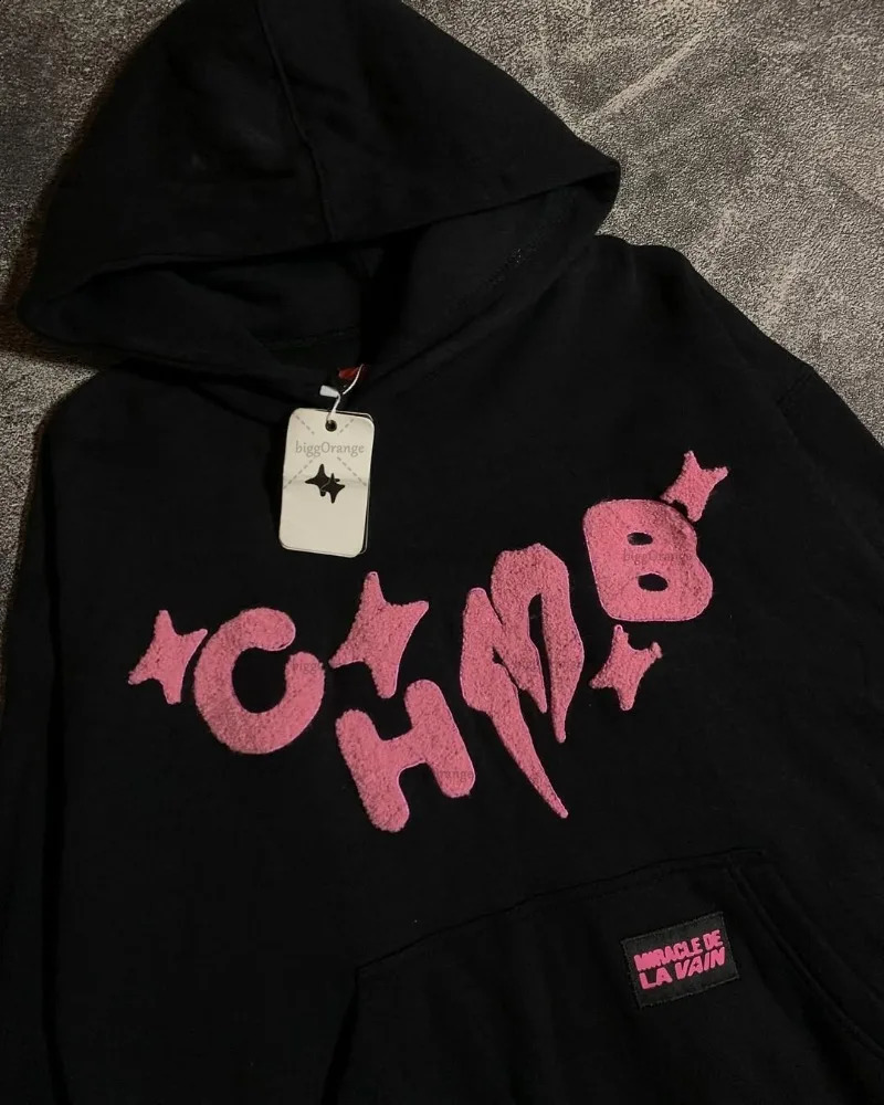 American Geometric Letters Fashionable Oversized Hoodie Men Street Hip-hop Harajuku Y2K Casual Loose Sweatshirt Women 250818