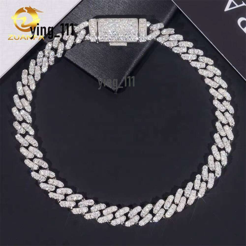Wholesale Price RTS Necklace Sier VVS Moissanite Lab Dia Hip Hop Iced Out Jewelry 6Mm Cuban Link Bracelet Chain