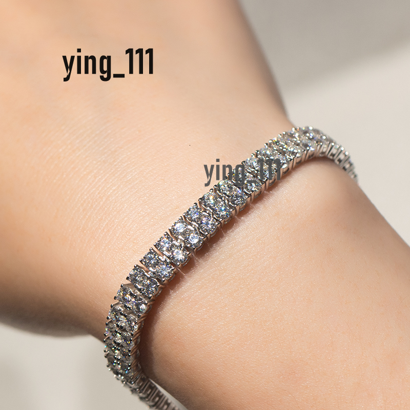 Pass Diamond Tester Two Rows 4mm Moissanite Tennis Bracelet 925 Sterling Silver Tennis Bracelets Women